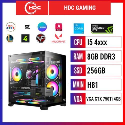 PC HDC GAME ESPORT CPU Intel i5 Thế Hệ 4 – RAM 8GB DDR3 – SSD 256GB – MAIN H81 - VGA GTX 750TI 4GB
